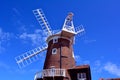 Windmill fantail and blue sky, Cley Windmill, Cley-next-the-Sea, Holt, Norfolk, United Kingdom Royalty Free Stock Photo